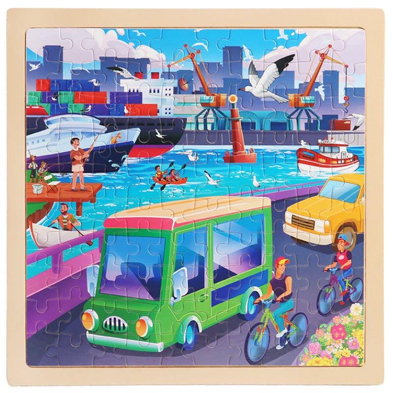 100 Children'S Wooden Cartoon Animal Dinosaur Plane Wooden Puzzle Boys And Girls Baby Early Education Educational Toys - Image 1